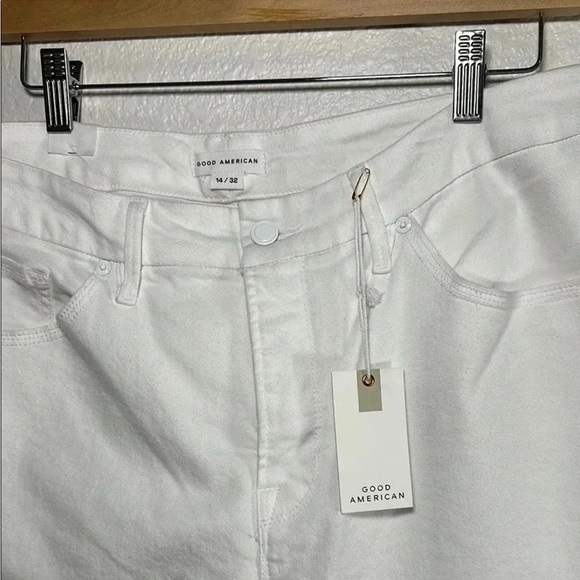NWT Good American - White Straight Leg Jeans - 32/14 - Picture 2 of 4